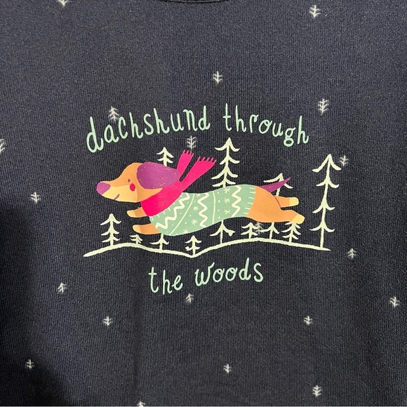 Lauren Conrad Navy Blue Dachshund Through The Woods Sleep Shirt size large - Picture 2 of 7